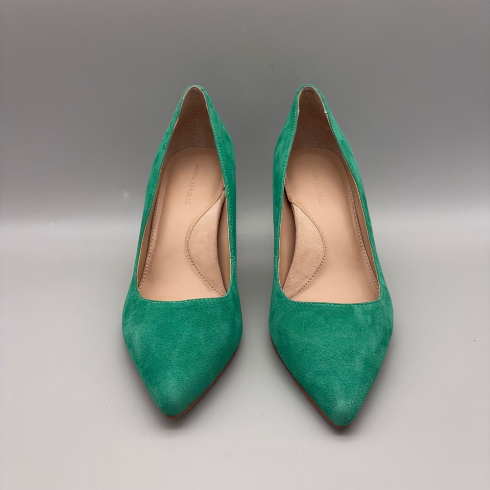 Banana Republic Pumps Womens 7 Green Suede Pointed Toe Stiletto Classic - Picture 2 of 12